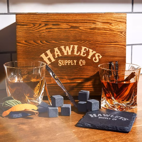 Emballage cadeau whisky de qualité supérieure en bois pour homme Cadeau parfait